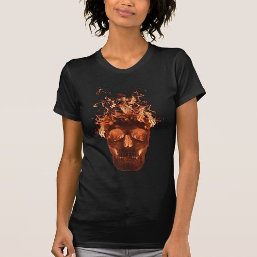 T-shirt crâne flamme orange (Devant)