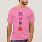 T-shirt Crâne, Fleur, Coeur, Os Boutons Déplaisants T-shir (Devant)