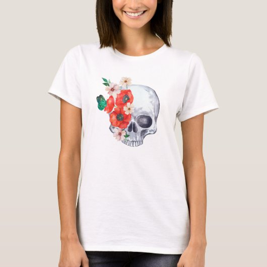 T-shirt crâne floral Boho (Devant)