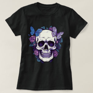 T-shirt Crâne floral et papillon