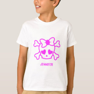 T-shirt Crâne girly rose d'emo avec la chemise de fille de