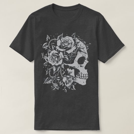 T-shirt crâne gothique à fleurs (Design devant)