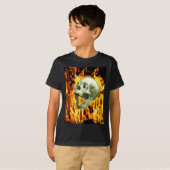 T-shirt Crâne gothique déplaisant, Flammes, Horreur d'Hall (Devant entier)