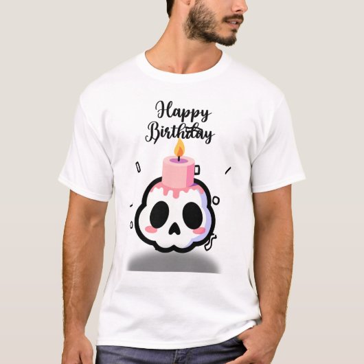 T-shirt Crâne Gothique Pastel Mignon d'Anniversaire (Devant)