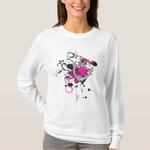 T-shirt crâne gothique rose et ancre design vectoriel