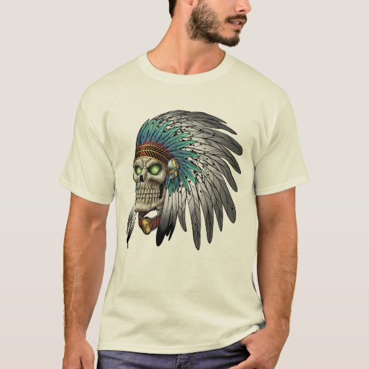 T-shirt Crâne gothique tribal indien indigène (Devant)