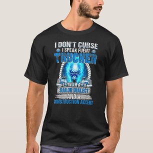 T-shirt Crâne I ne maudisse Je parle Fluent Trucker marin