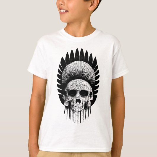 T-shirt Crâne indien noir et blanc (Devant)
