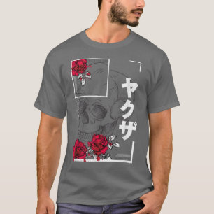 T-shirt Crâne japonais Roses Pastel Goth Alt Vêtements Got
