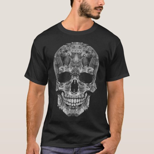 T-shirt crâne - Kitty Skeleton Halloween Costu (Devant)
