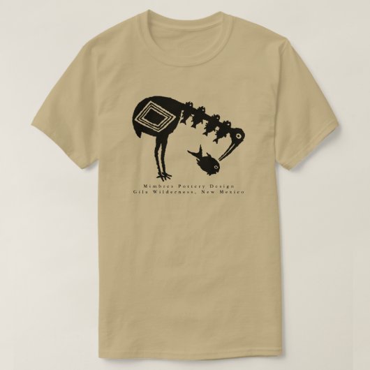T-shirt Crane Manger Poisson - Mimbres Poterie Design T-sh (Design devant)