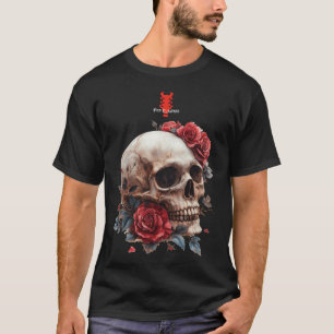 T-shirt Crâne métallique Roses rouges Ben Elkanar