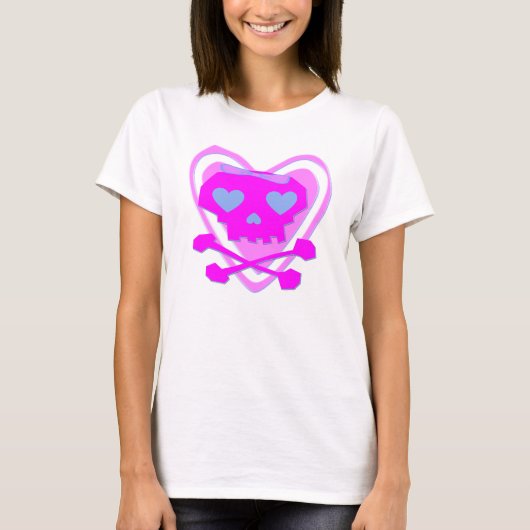 T-SHIRT CRÂNE MIGNON ET GIRLY ET OS CROISÉS D'EMO (Devant)