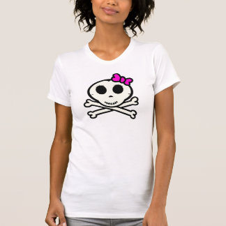T-shirt Crâne mignon et os croisés avec l'arc rose