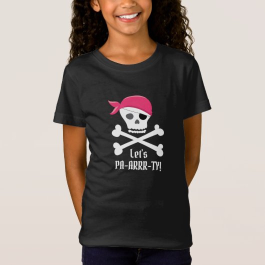 T-Shirt Crâne mignon et os croisés Pirate Faisons la fête (Devant)