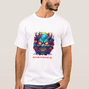 T-shirt "Crâne néon sombre – Conception Halloween "
