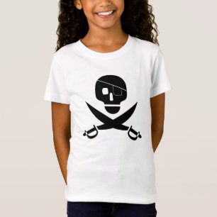 T-Shirt Crâne noir de pirate avec des épées de correcti