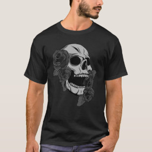 T-shirt Crâne noir Roses Dark Magie Viking Goth esthétique