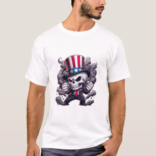 T-shirt crâne Oncle Sam – Graphique crâne patrioti