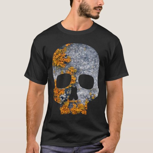 T-shirt crâne orange de granit de lichen (Devant)