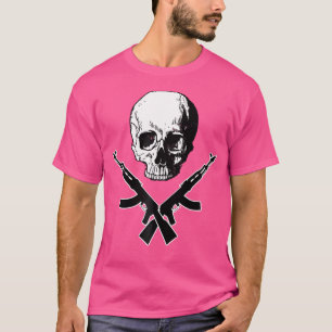 T-shirt Crâne Os Croisés Ak 47 Fusils Croisés Tir De Pisto