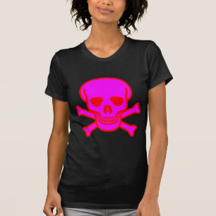 T-SHIRT CRÂNE OSSEMENTS ROSE ROUGE