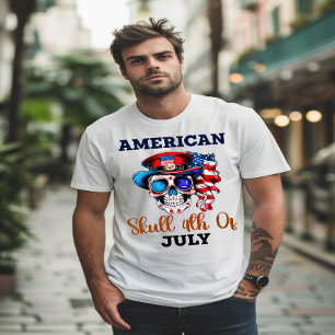 T-shirt Crâne patriotique avec chapeau et lunettes stylés