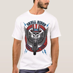 T-shirt Crâne Patriotique Moto Aigle Vintage