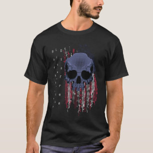T-shirt Crâne Patriotique Né Libre Vivre Libre Mourir Libr