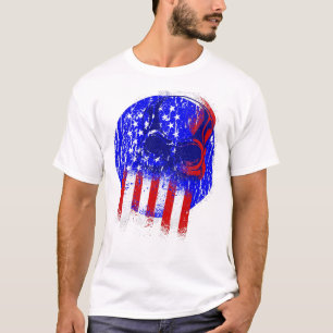 T-shirt crâne patriotique squelette du drapeau américain