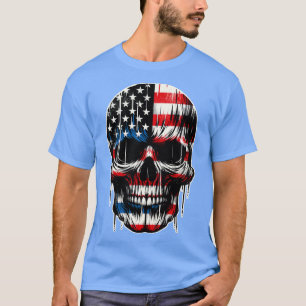 T-shirt Crâne patriotique USA Squelette 4 juillet États-Un