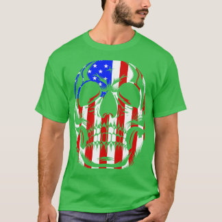 T-shirt Crâne patriotique USA Squelette 4 juillet États-Un