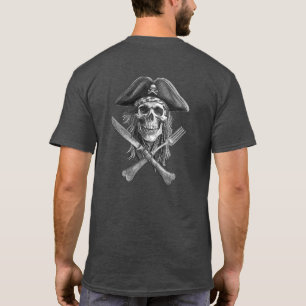 T-shirt Crâne pirate avec couteau croisé et fourche pour l