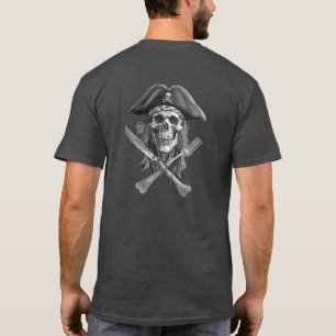T-shirt Crâne pirate en noir et blanc pour tampons