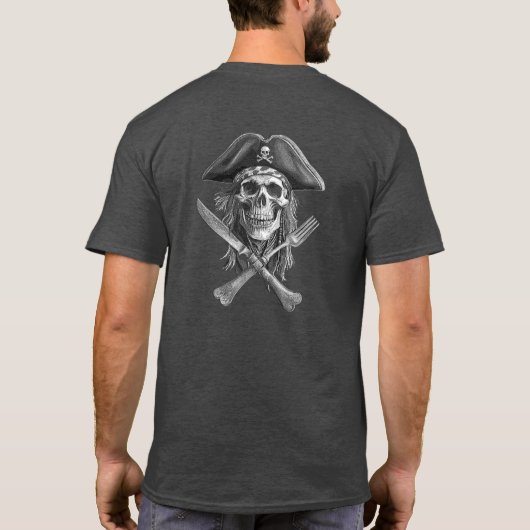T-shirt Crâne pirate en noir et blanc pour tampons (Dos)
