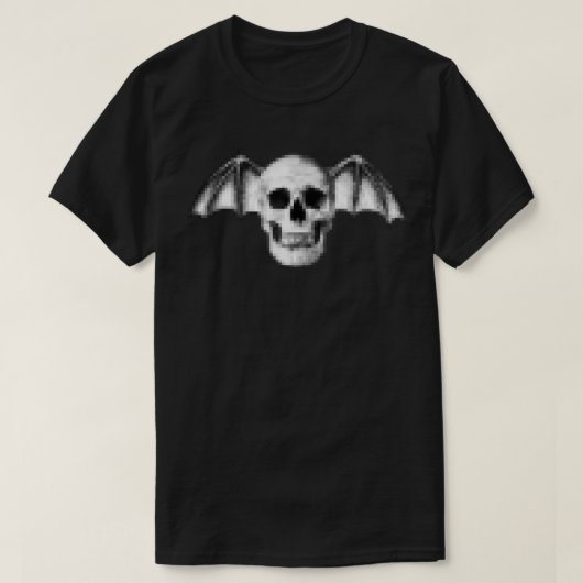 T-shirt Crâne Pixel avec ailes de chauve-souris (Design devant)
