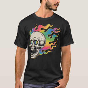 T-shirt Crâne psychédélique au design de feu