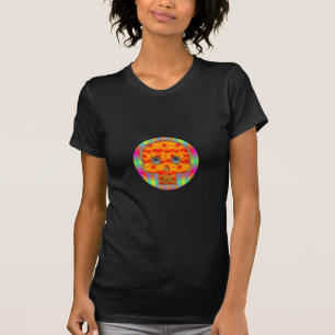 T-shirt Crâne Robot Coloré Sur Arrière - plan Arc-En-Ciel