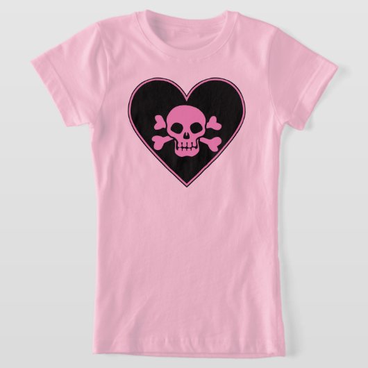 T-Shirt Crâne rose dans le coeur (Poser)