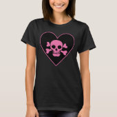 T-shirt Crâne rose dans le coeur (Devant)
