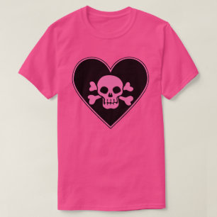 T-shirt Crâne rose dans un cœur