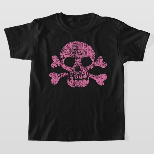 T-shirt crâne rose et os croisés (Poser)
