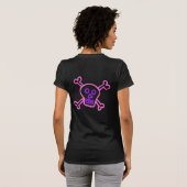 T-shirt Crâne rose et violet et os croisés (Dos entier)