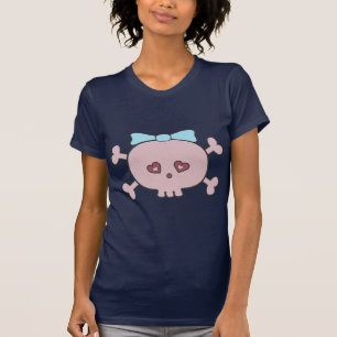 T-shirt Crâne rose mignon de bande dessinée avec le ruba