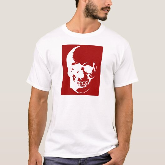 T-shirt Crâne - Rouge & Blanc métal Imaginaire Art (Devant)