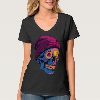 T-shirt "Crâne sans peur - Tee graphique à visage foncé"