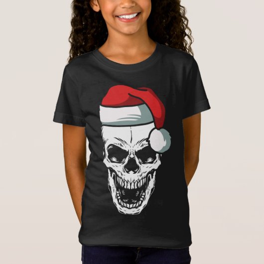 T-Shirt Crâne Santa Hat Cool de Noël Skeleton X-Mas (Devant)