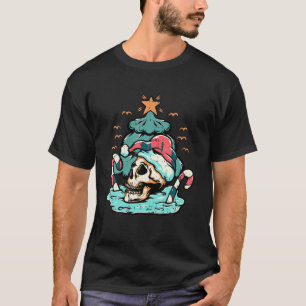 T-shirt Crâne Santa Hat Noël Pyjama X Mas Arbre Bonbon