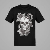 T-shirt Crâne serpent Noir/Blanc Style Graphisme Hommes