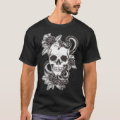 T-shirt Crâne serpent Noir/Blanc Style Graphisme Hommes (Devant)
